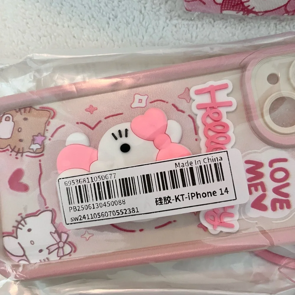 Hello Kitty Pink, Red and Black Accessory Set NWT iPhone 14 Case, Cosmetic Bag